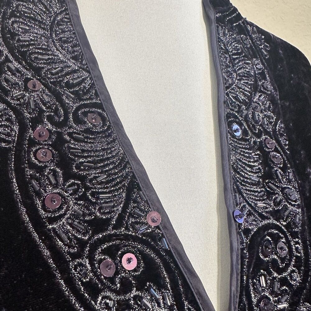 Chicos tunic Women 1 Purple Romance Velvet beaded whimsigoth Witchy Fairy Stevie - Picture 2 of 8